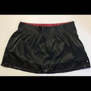 CR Signature Black Satin Mini Skirt with Sequins
